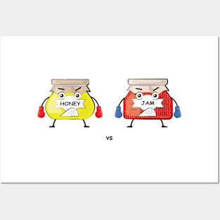 Funny Honey vs Jam Characters - Sweets Battle Illustration Posters and Art